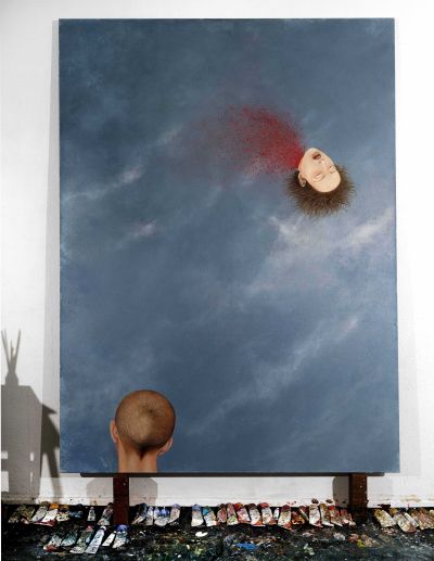 Ball spielen - Öl auf Leinwand, 230 x 170 cm 
