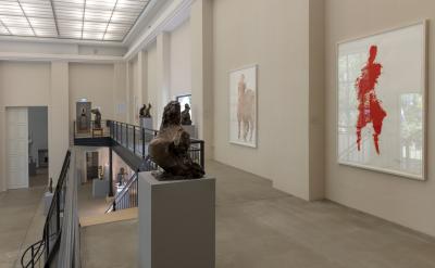 Aktualne rzeźby z brązu i wielkoformatowe gwasze Karola Broniatowskiego na wystawie »Im Moment«. 