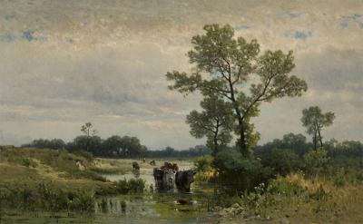 Kühe durchqueren den Fluss/ Krowy przechodzące przez rzekę, Paris 1878