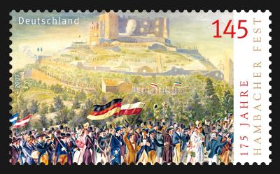 Sonderbriefmarke der Deutschen Post zum Jubiläum „175 Jahre Hambacher Fest“