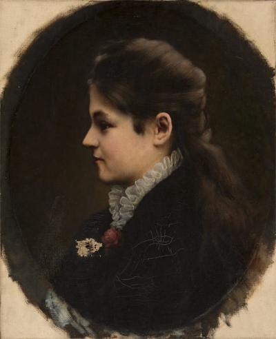 Portret kobiety z profilu, Monachium 1886 r. - Portret kobiety z profilu, Monachium 1886, olej na płótnie, 54,3 x 44 cm, Muzeum Narodowe w Warszawie 