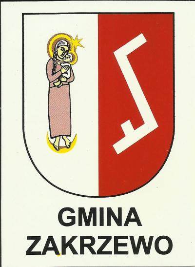 Das Wappen der Gemeinde Zakrzewo mit dem Rodło-Zeichen.