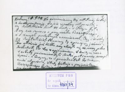 Notiz von Stanisław Kłodziński und Józef Cyrankiewicz 