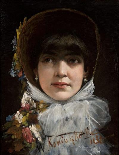 Porträt einer jungen Frau mit Stirnfransen/Portret młodej kobiety z grzywką, München 1882