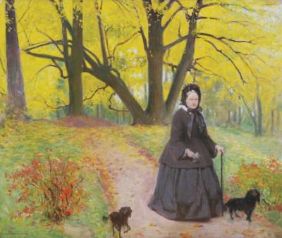 Bildnis einer alten Dame – Spaziergang im Park/Portret starej damy – Spacer w parku, 1924