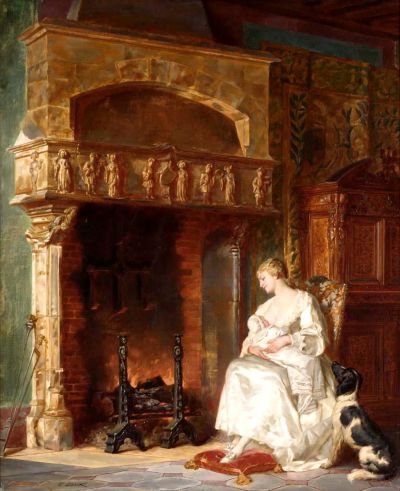 Am Feuer, undatiert - Am Feuer, undatiert. Öl auf Leinwand, 56 x 46 cm (im Auktionshandel, Sotheby’s, 2004) 