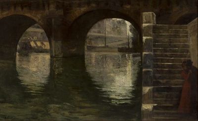 Am Ufer der Seine/Znad brzegów Sekwany, 1904 - Am Ufer der Seine/Znad brzegów Sekwany, 1904. Öl auf Leinwand, 34 x 55,5 cm 