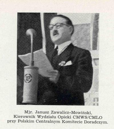 Major Dr. Ing. Bolesław Zawalicz-Mowiński während seines Vortrags aus Anlass des Soldatentages in Hamburg, ca. 1948/1949 