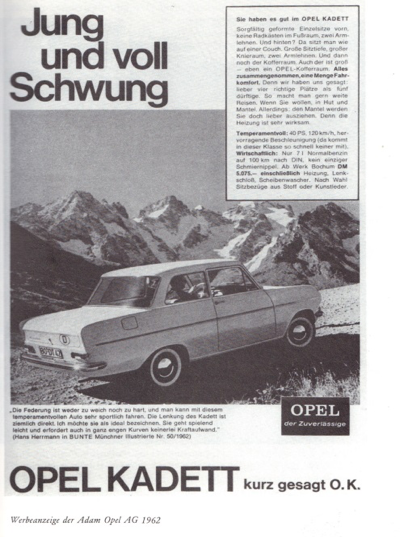 Commercial advertisement of Adam Opel AG, 1962