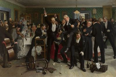 Weselny toast, 1881 - Weselny toast, 1881, olej na płótnie, 100 x 153 cm 