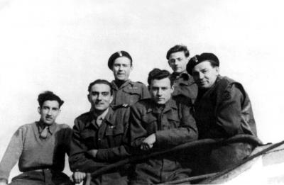 Józef Szajna in Maczków (Haren) on the Ems (fourth from the left), 1946.