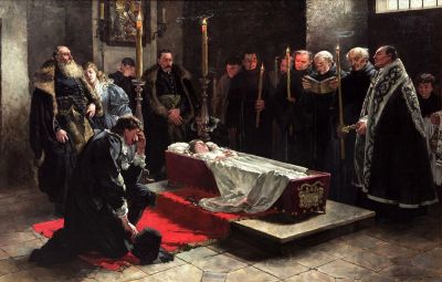 Stanisław Oświęcim beside the corpse of his sister Anna