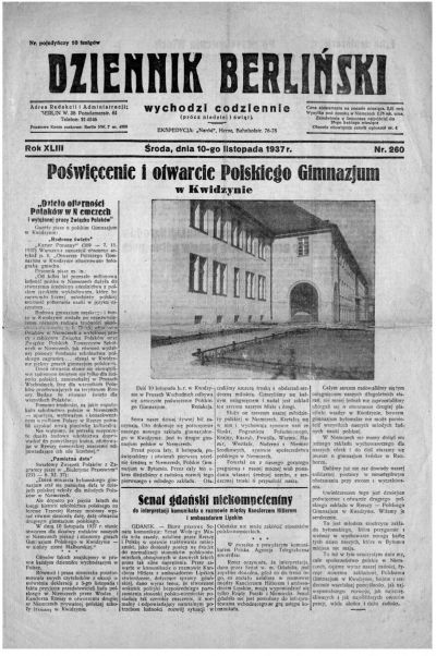 Dziennik Berliński, wydanie nr 260 z 10. listopada 1937 roku.