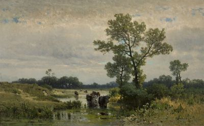 Kühe durchqueren den Fluss/ Krowy przechodzące przez rzekę, Paris 1878