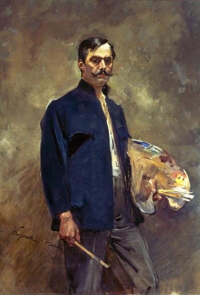 Selbstporträt mit Palette/Portret własny z paletą, 1893. Öl auf Leinwand, 151 x 105 cm