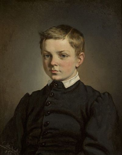 Portret chłopca w popiersiu, 1864, olej na płótnie, 29,5 x 24,5 cm, Muzeum Narodowe w Warszawie, nr inw. MP 2108 MNW