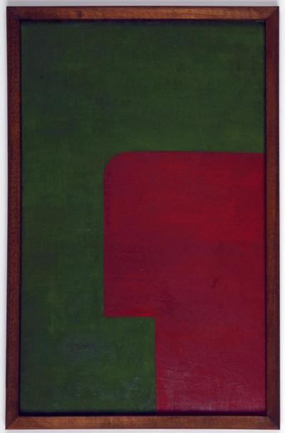 Władysław Strzemiński, Grün-Rot-Architektur, 1928, Öl auf Pappe, 47,5 x 30 cm