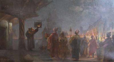 Heilige Drei Könige/Trzej królowie, München 1903. Öl auf Leinwand, 86 x 150 cm, Bezirksmuseum Suwałki/Muzeum Okręgowe w Suwałkach